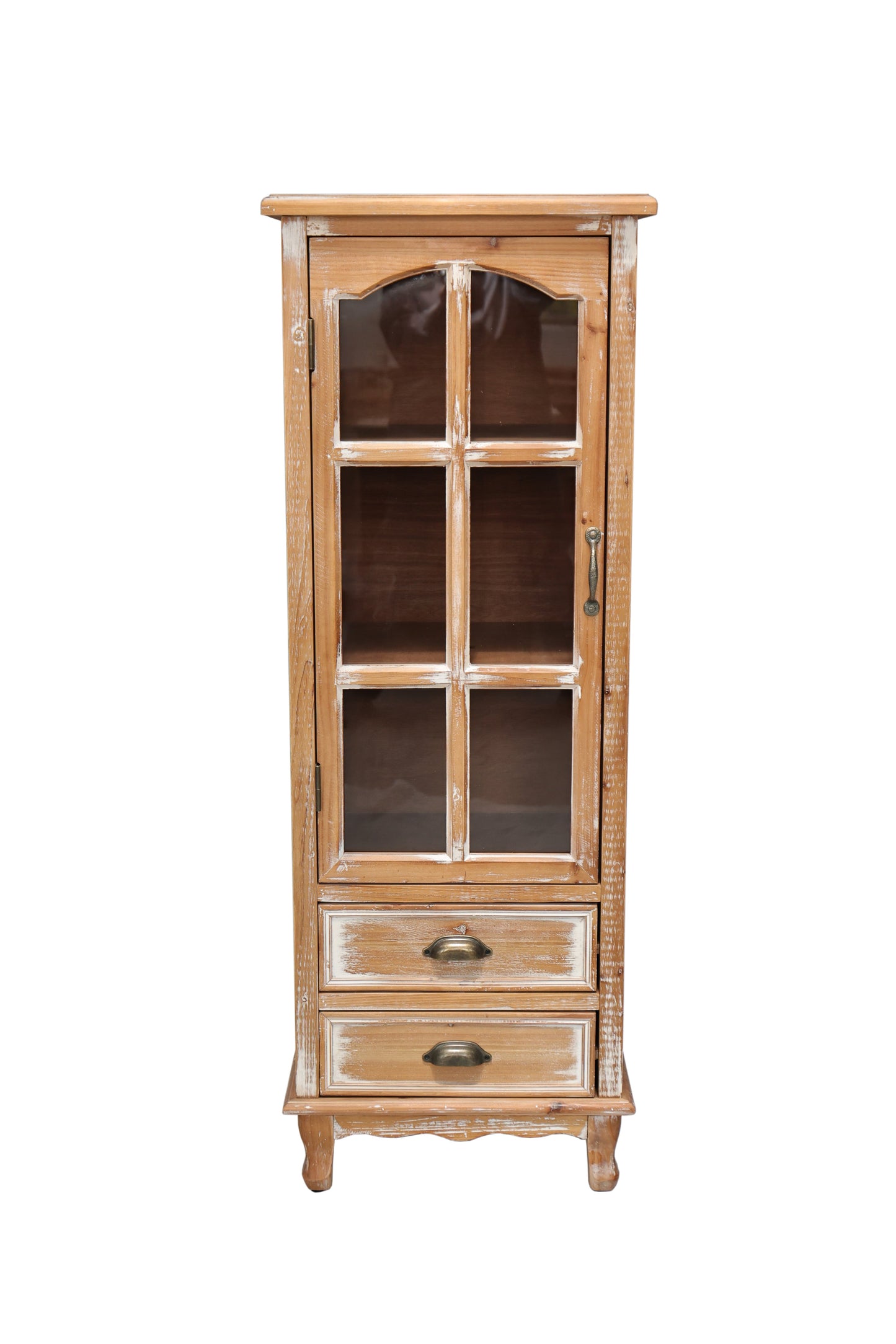 Rustic Wooden Storage Cabinet with Decorative Cutout Door