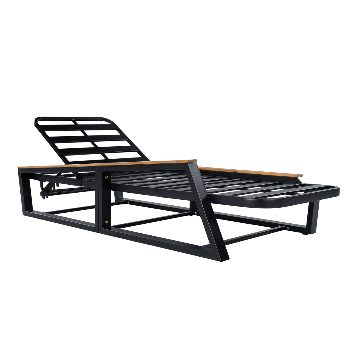 5-Piece Outdoor Chaise Lounge Set, 2 Adjustable Recliners with Side Table