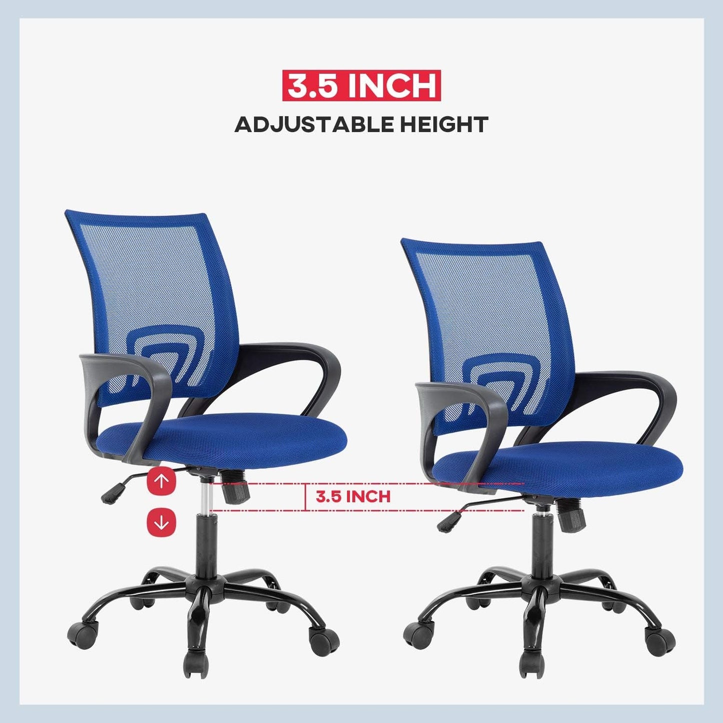 Blue Ergonomic Mesh Office Chair With Lumbar Support