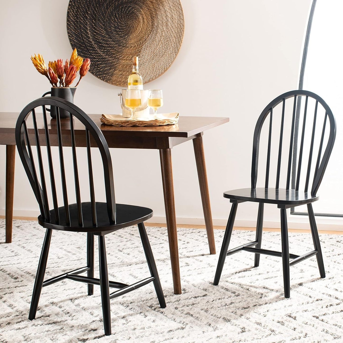 Home Camden 18 Inch Black Farmhouse Dining Chairs Set Of 2