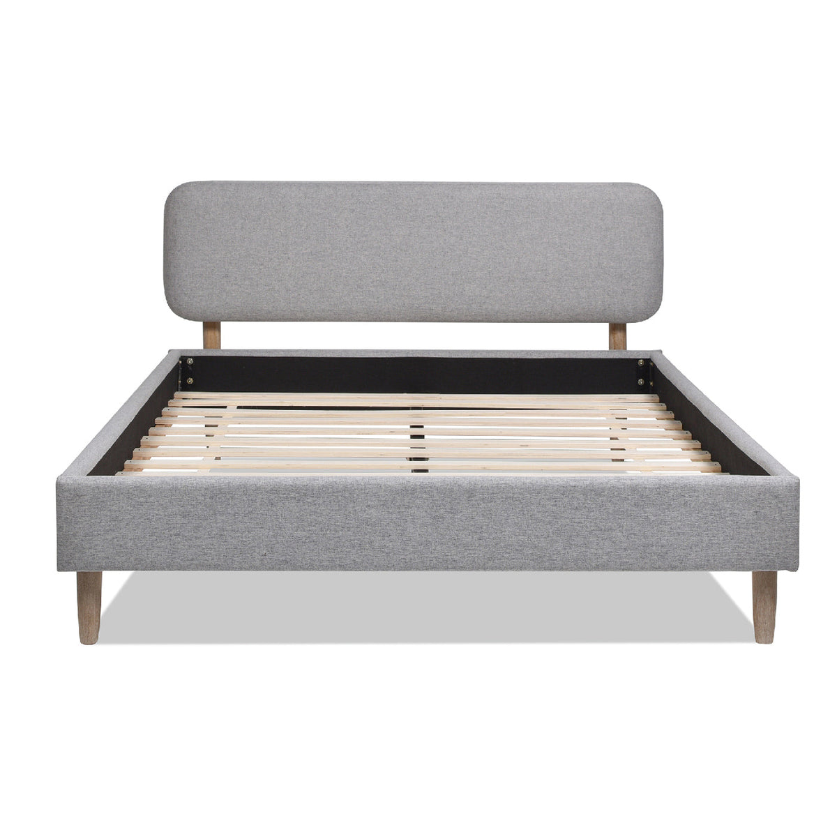 Diego Low Upholstered Platform Bed, Queen, Light
