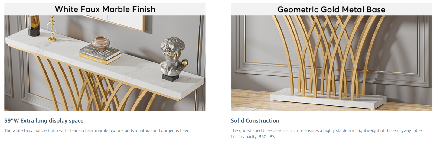 59-Inch Gold Console Table