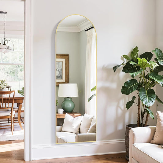 Arched Full Length Mirror 64x21 In Gold For Wall Bedroom Living Room
