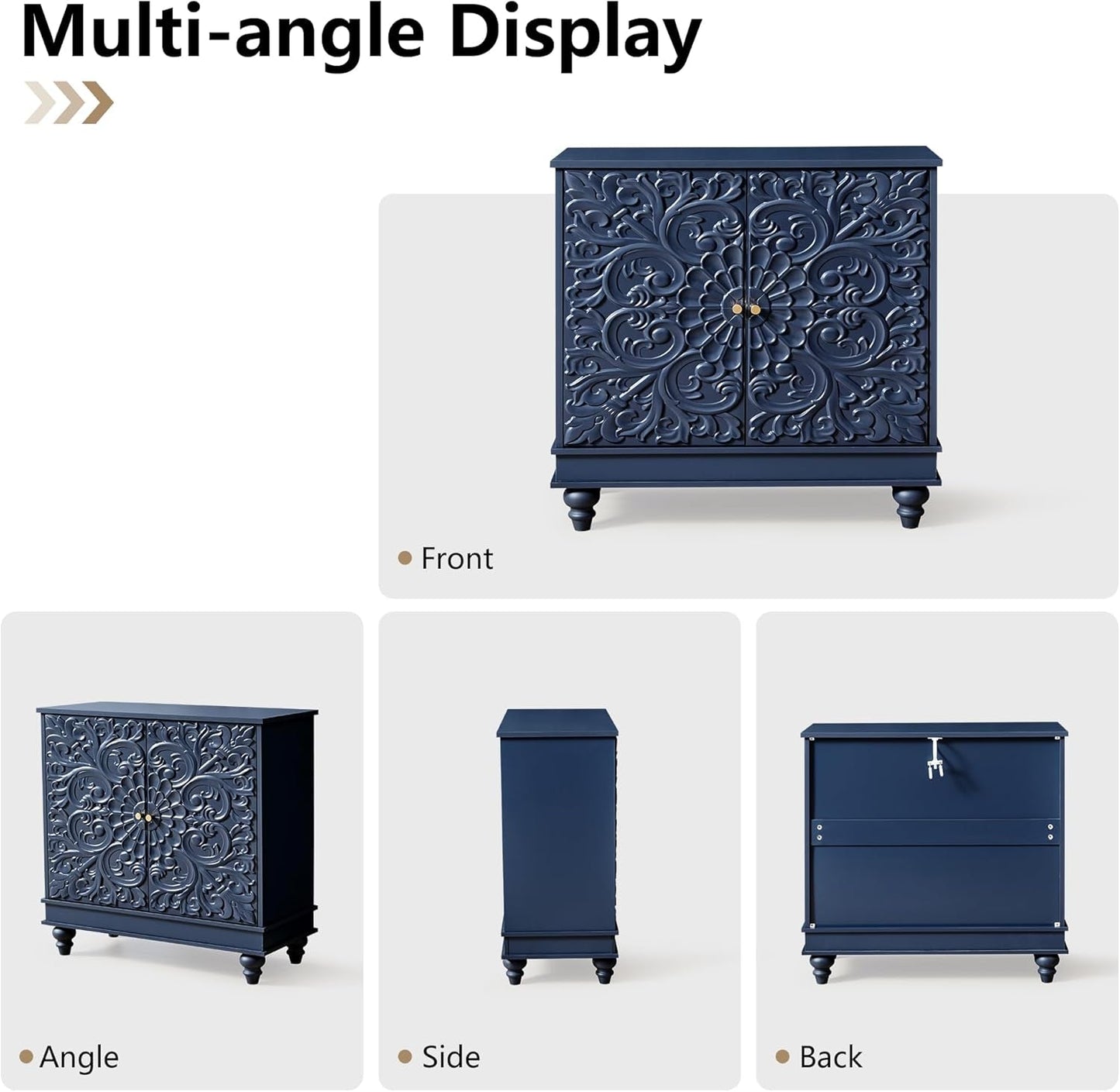 Midnight Blue Luxury Accent Sideboard With 2 Doors