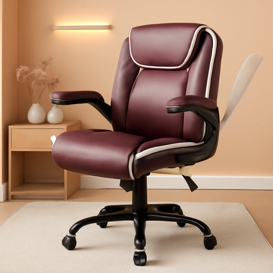 Brown Ergonomic Office Chair With Adjustable Flip Up Arms
