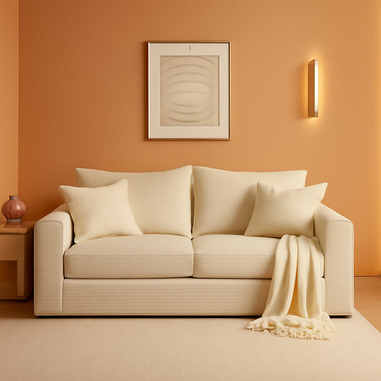 Corduroy Convertible Sofa Bed Three In One BeigeTone Sleeper