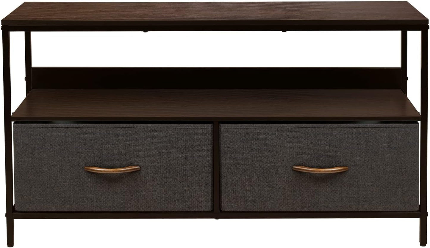 Dresser Style TV Stand With Two Drawers And Wood Top