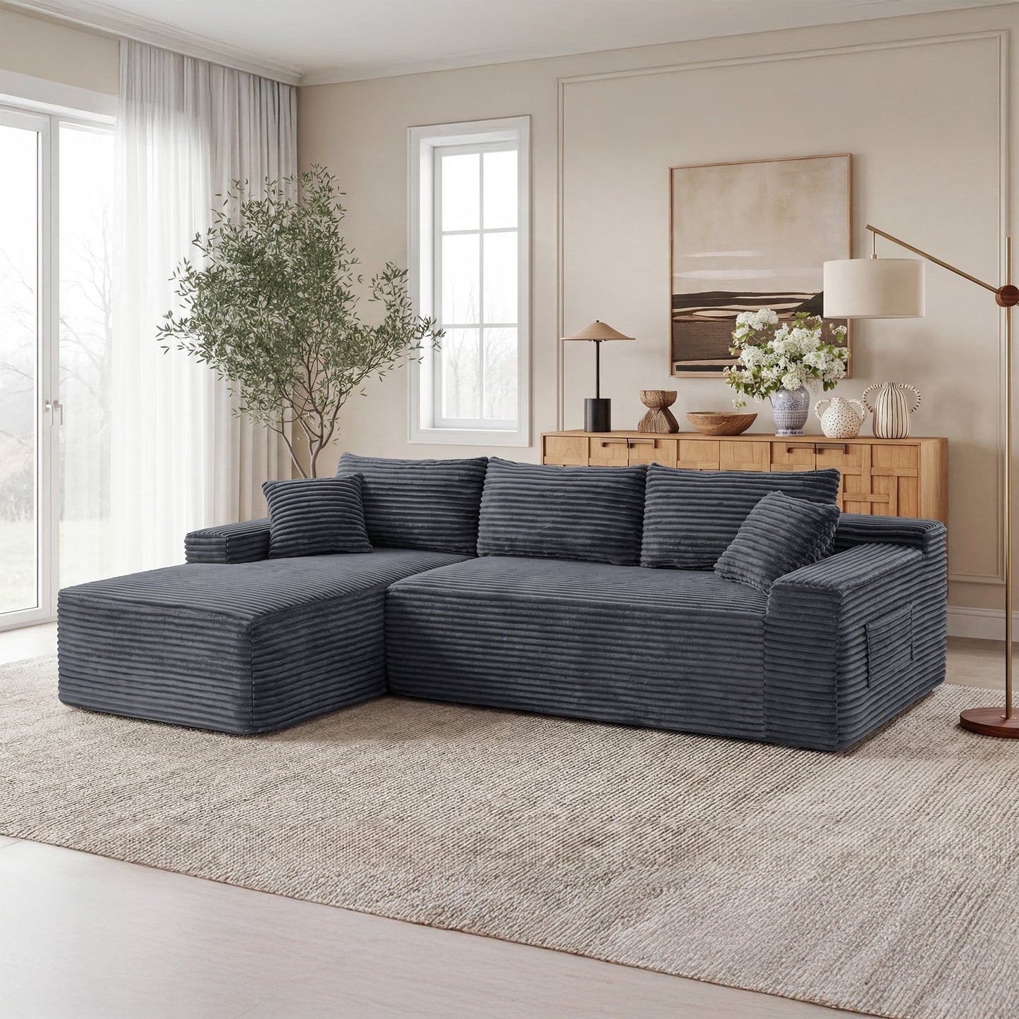 94.5" Cloud Modular Sectional Sofa with L-Shape Chaise