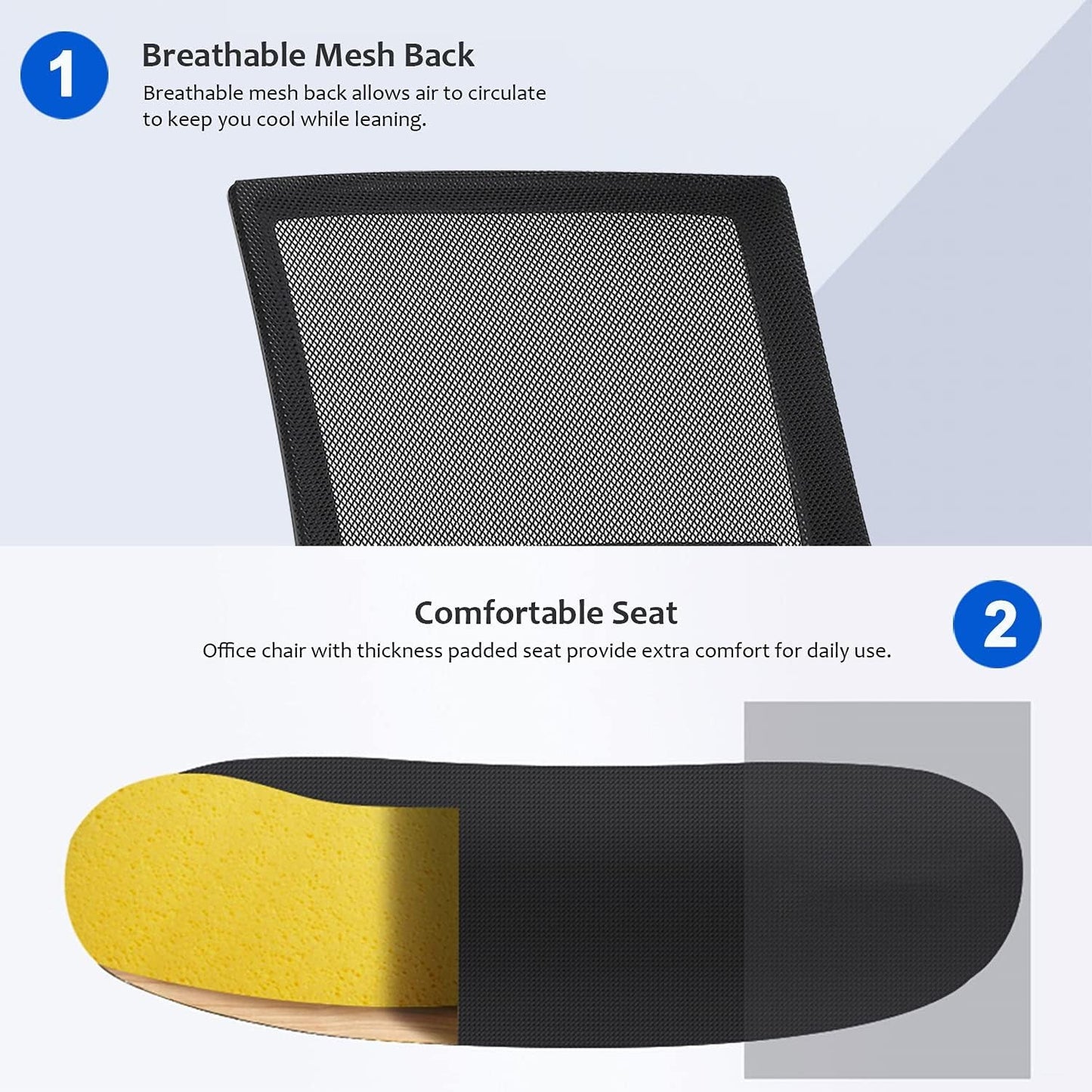 Black Ergonomic Mid Back Mesh Office Chair With Lumbar