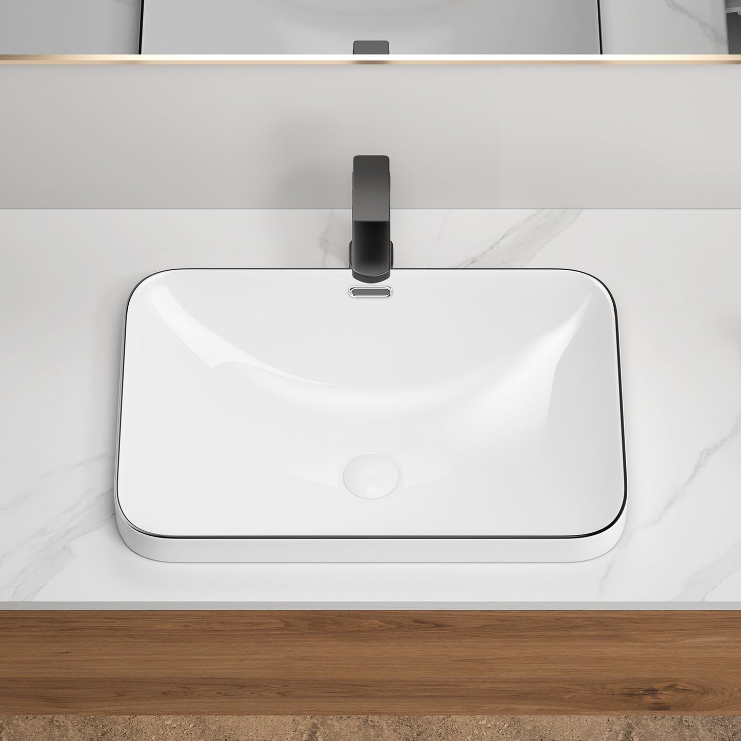 Ceramic Undermount Bathroom Sink 22.05" x 15.36"