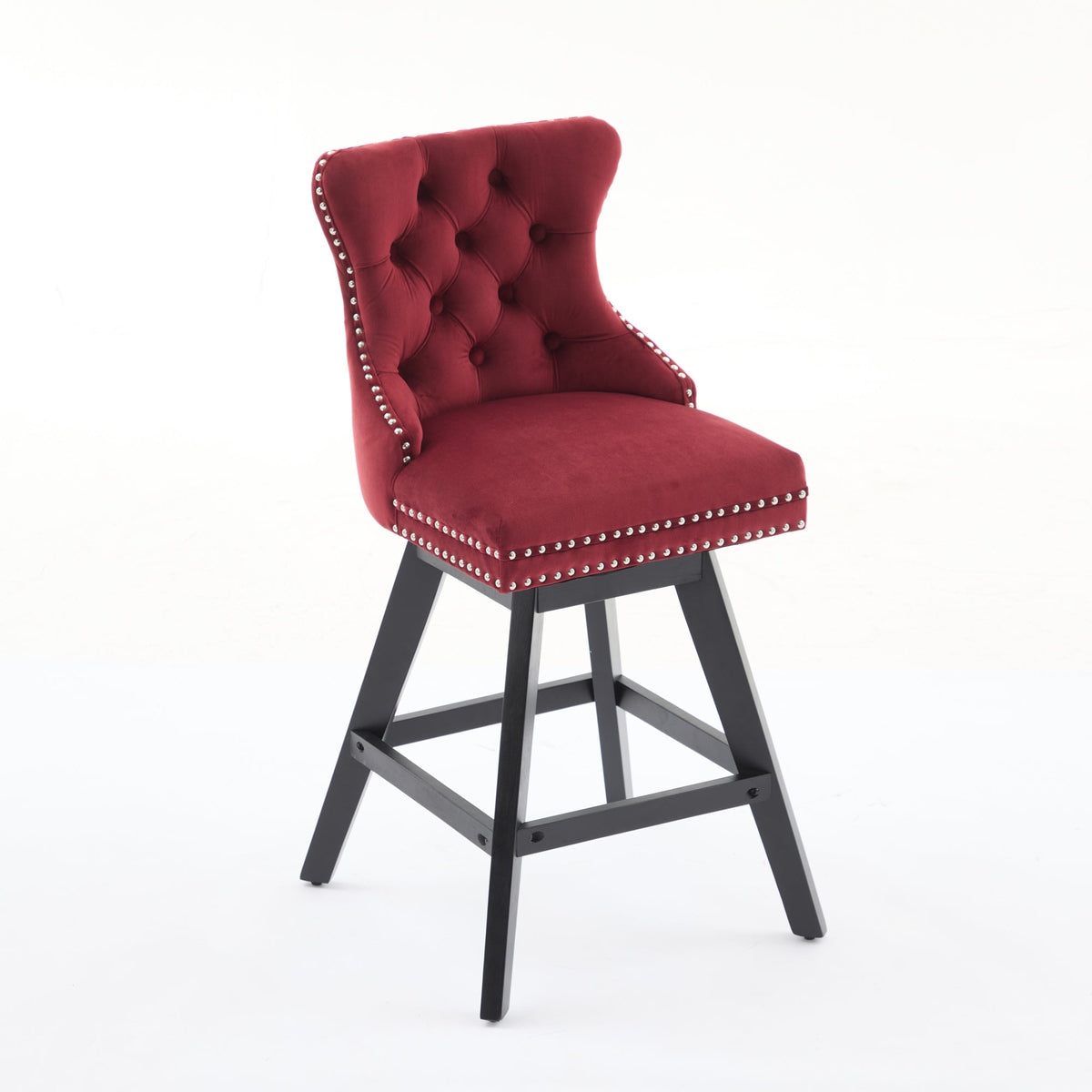 Swivel Velvet Barstools with Button Tufted Decoration