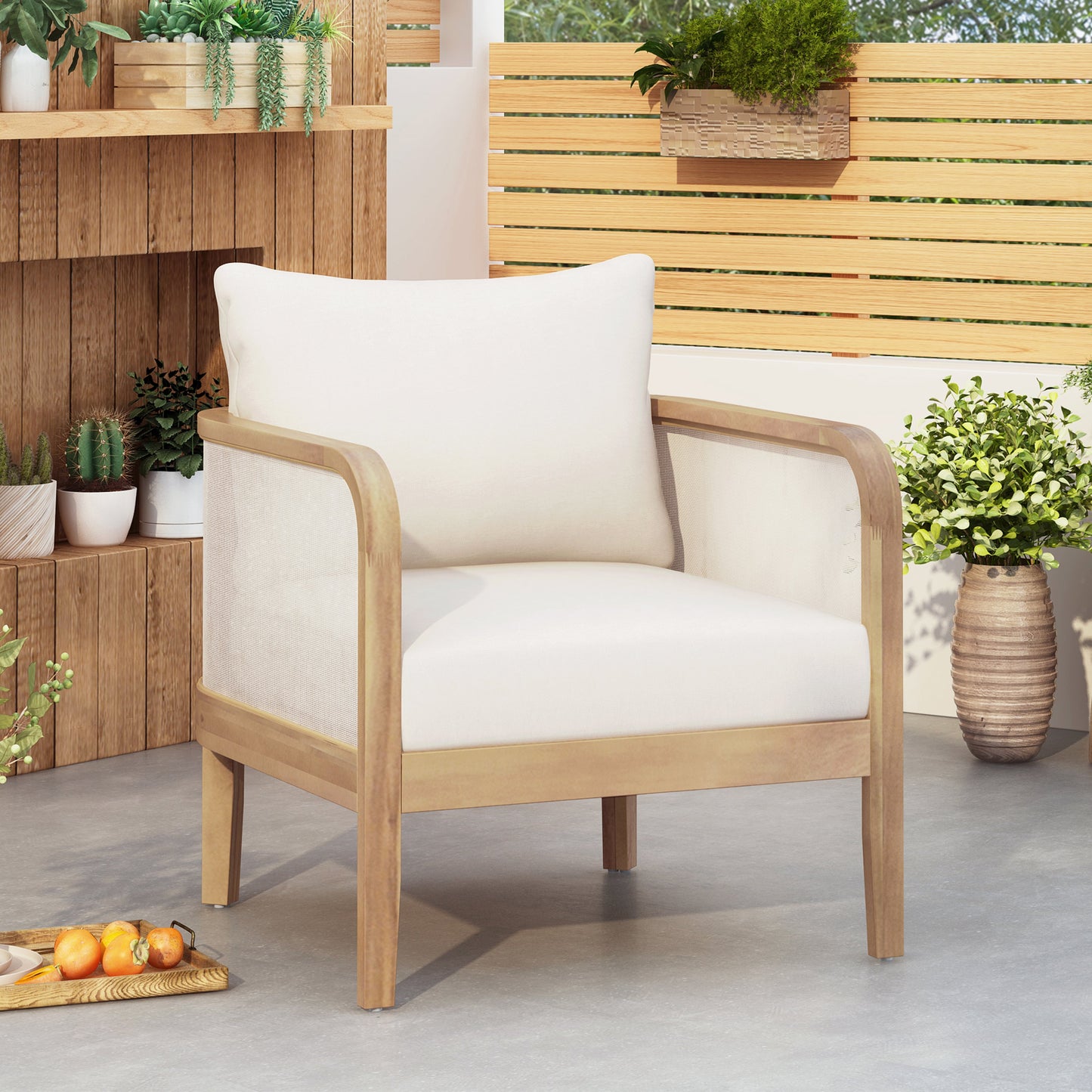 Outdoor Acacia Wood Patio Club Chair