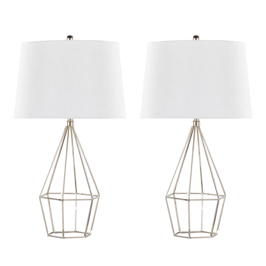 Diana 29" Contemporary Metal Table Lamp Set in Polished Nickel