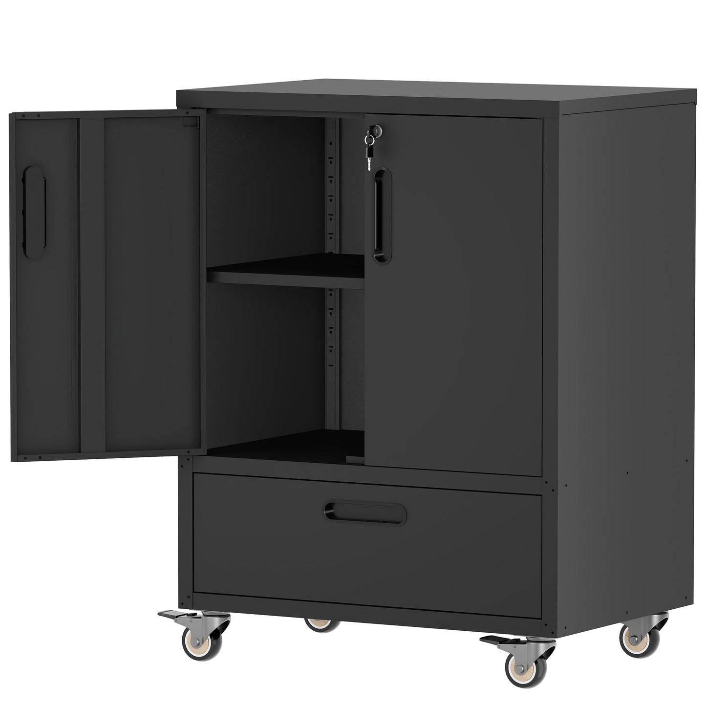 Mobile Tool Cart with Lockable Casters - 40" H x 30" W x 20" D