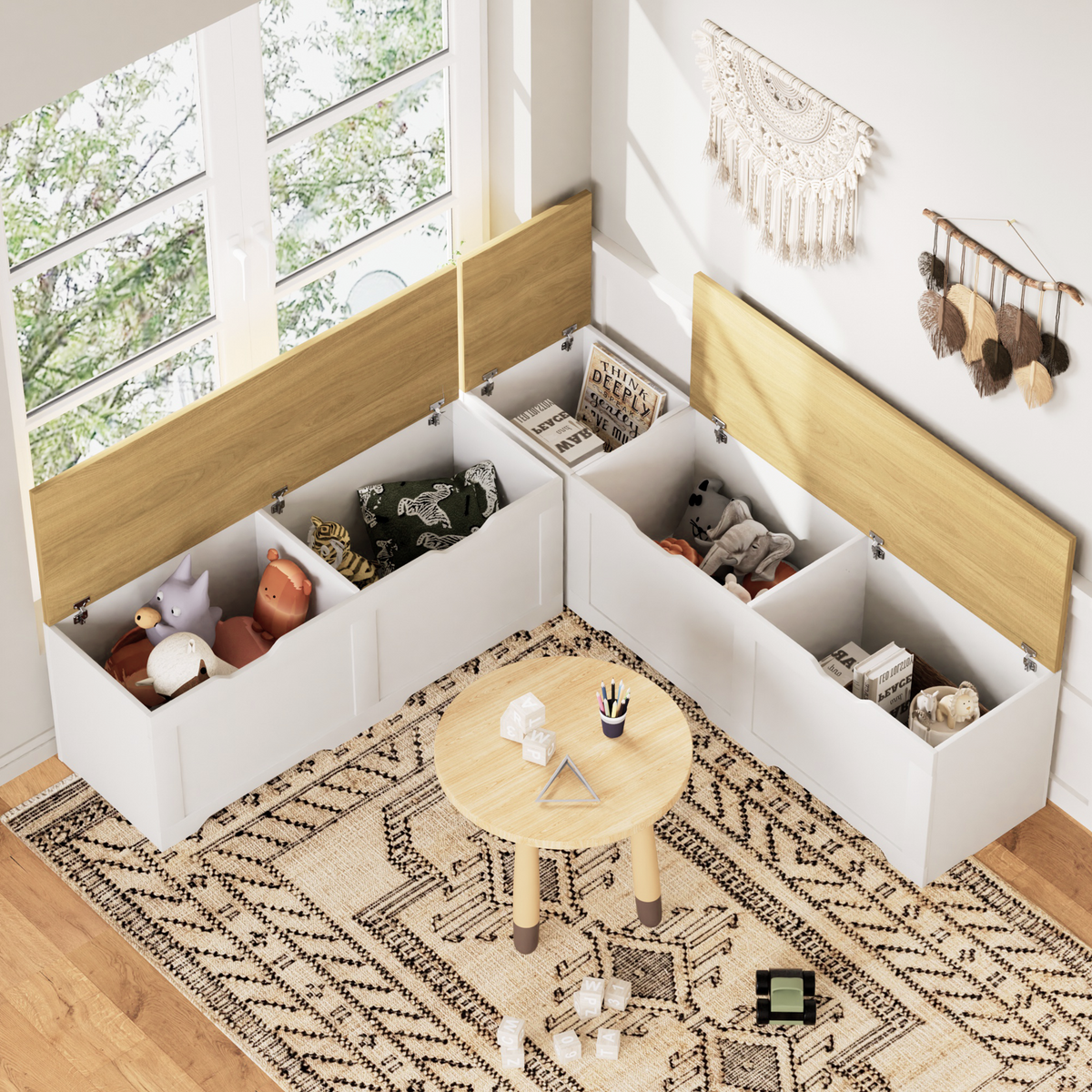 3-Piece L-Shaped Multi-Functional Storage Bench