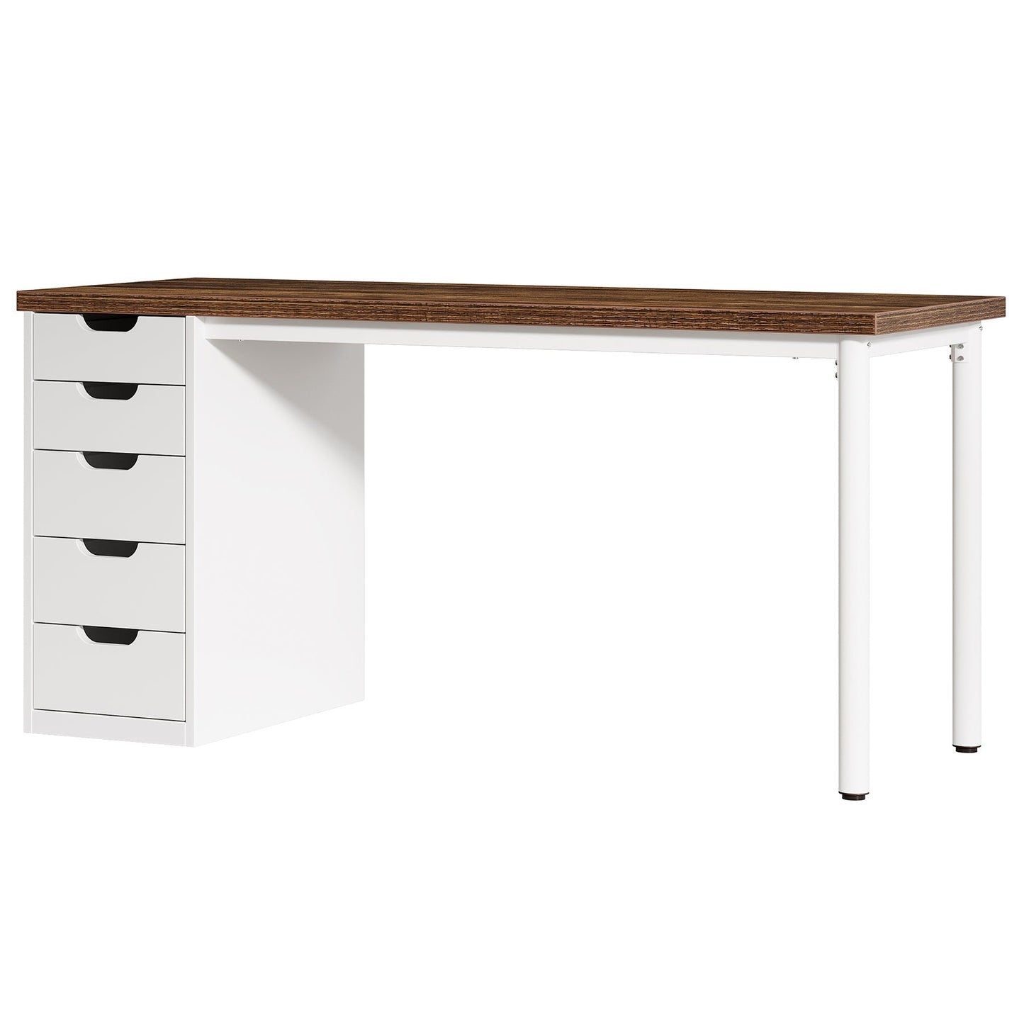 Computer Desk with 5 Drawers - 47 Inch Rustic Design
