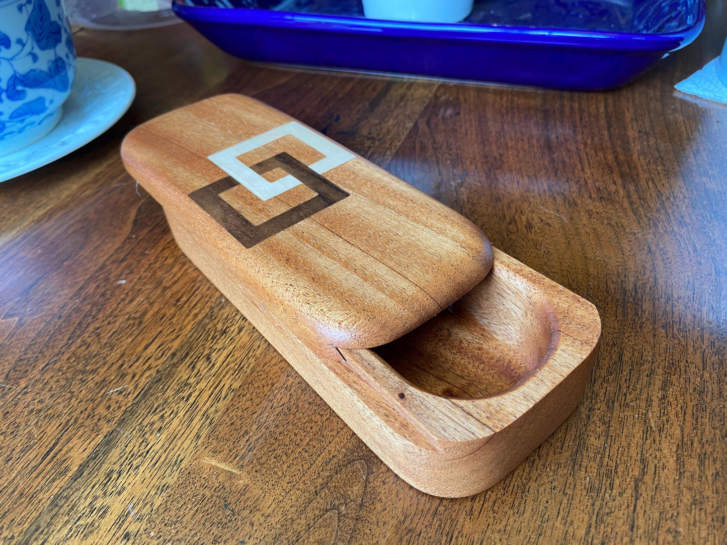 Handcrafted Keepsake Box/Wood Inlay - 8.25" x 3.25"