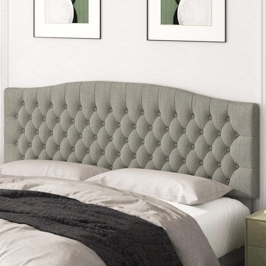 Upholstered King Headboard with Tufted Design and Legs