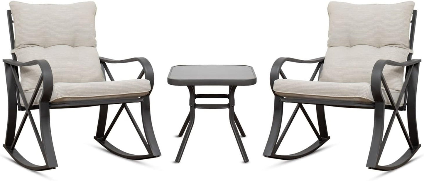 Three Piece Outdoor Bistro Set with Rocking Chairs