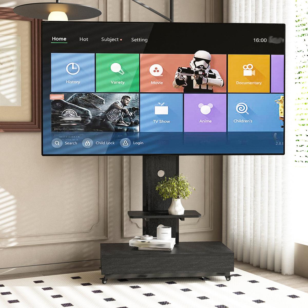 TV Stand with Push-Pull Drawer for Living Room, Bedroom, Offices