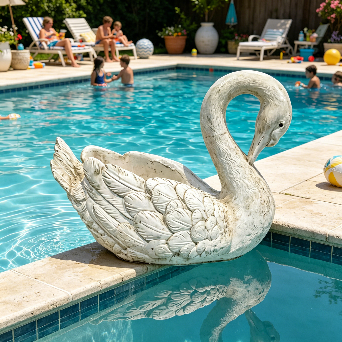12.8-Inch Tall Vintage Swan Planter Statue