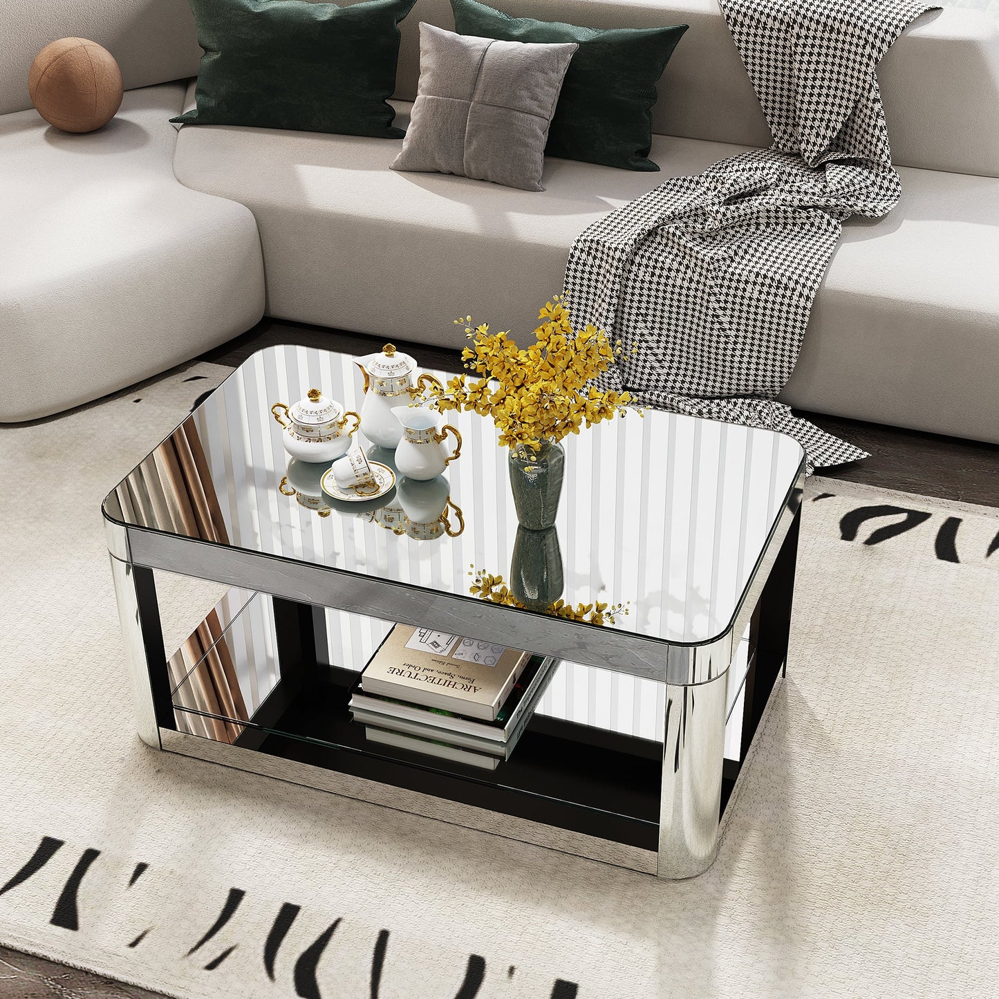 Baked Curved Mirror Coffee Table