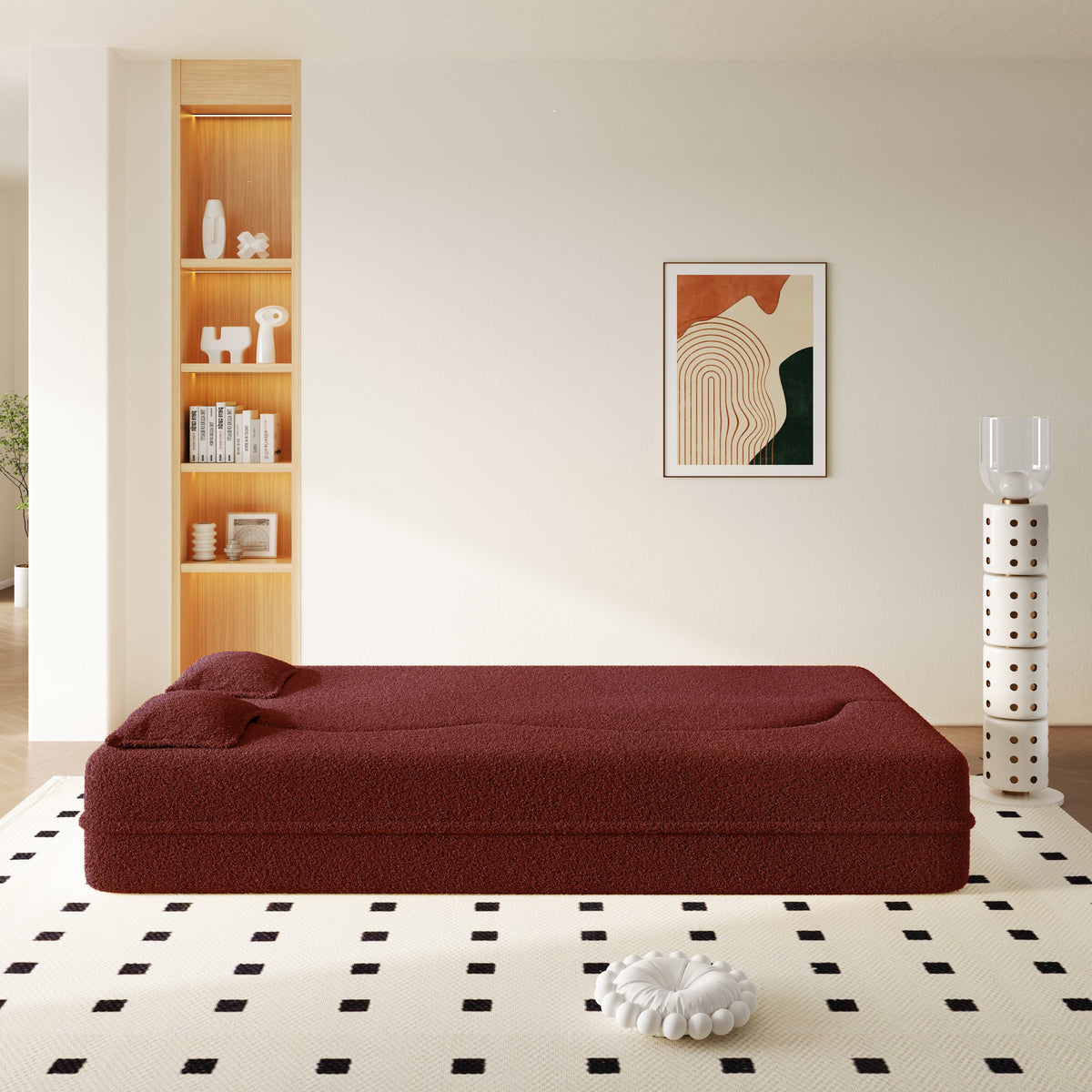 Modern Floor Sofa with 2 Pillows