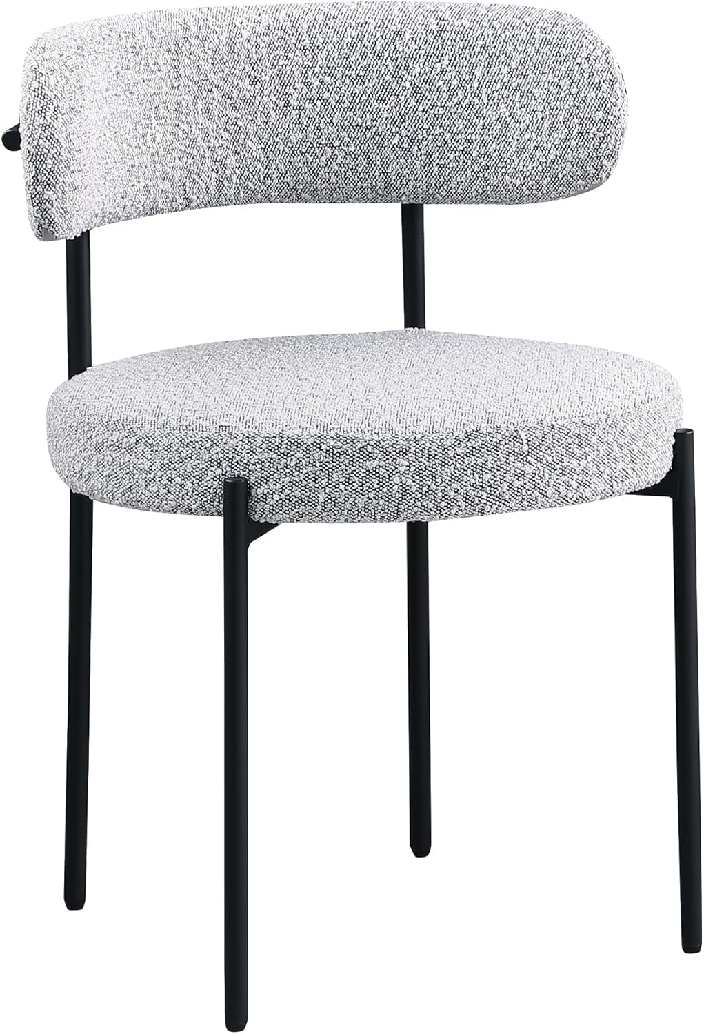 Contemporary Dining Chair Set of 2, Boucle Fabric Upholstered Kitchen Chair