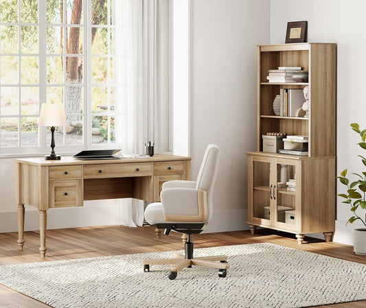 Distressed Oak 56Inch Executive Desk With Charging Station