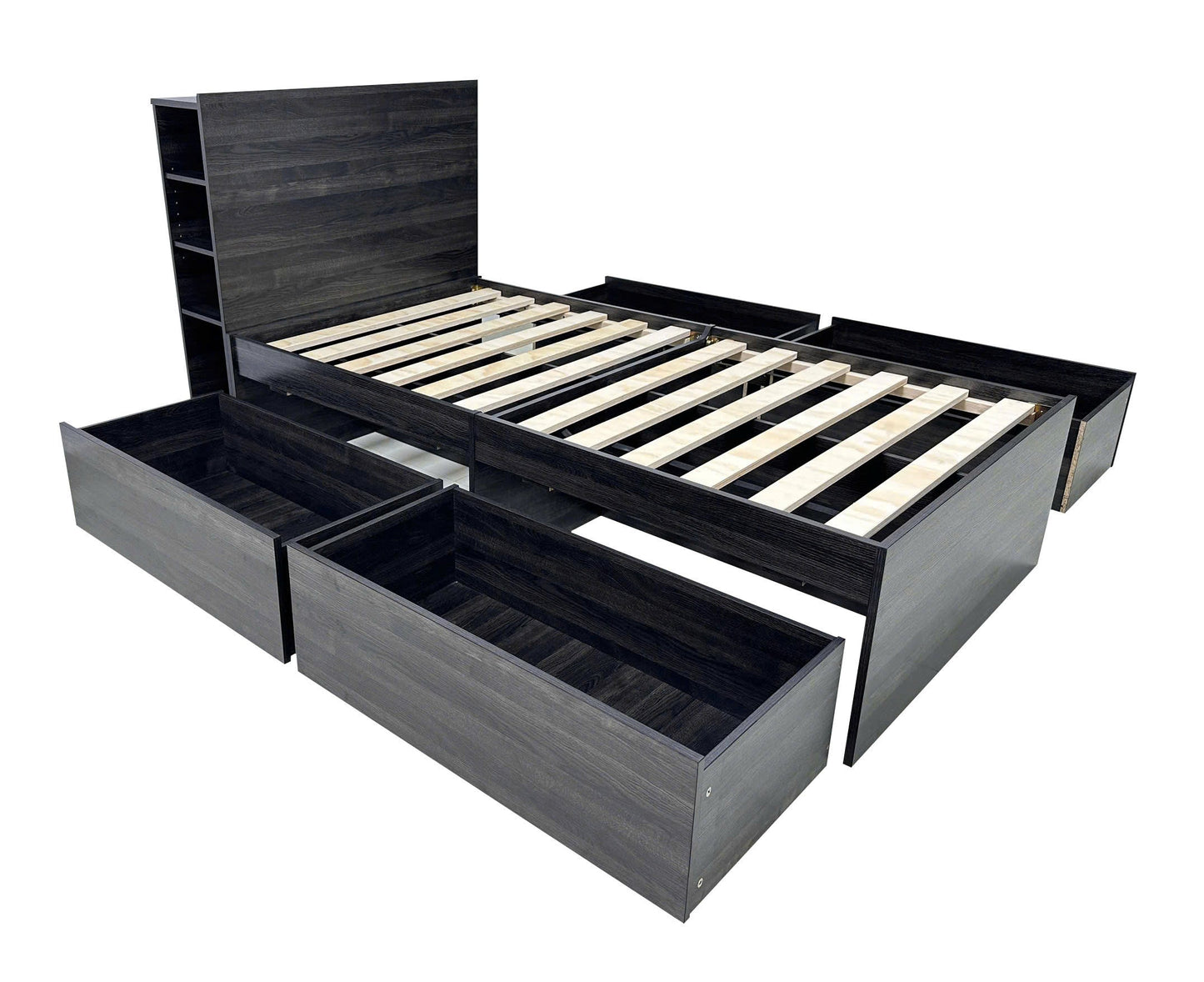Robin Twin Storage Bed with 1 Nightstand in Dark Gray