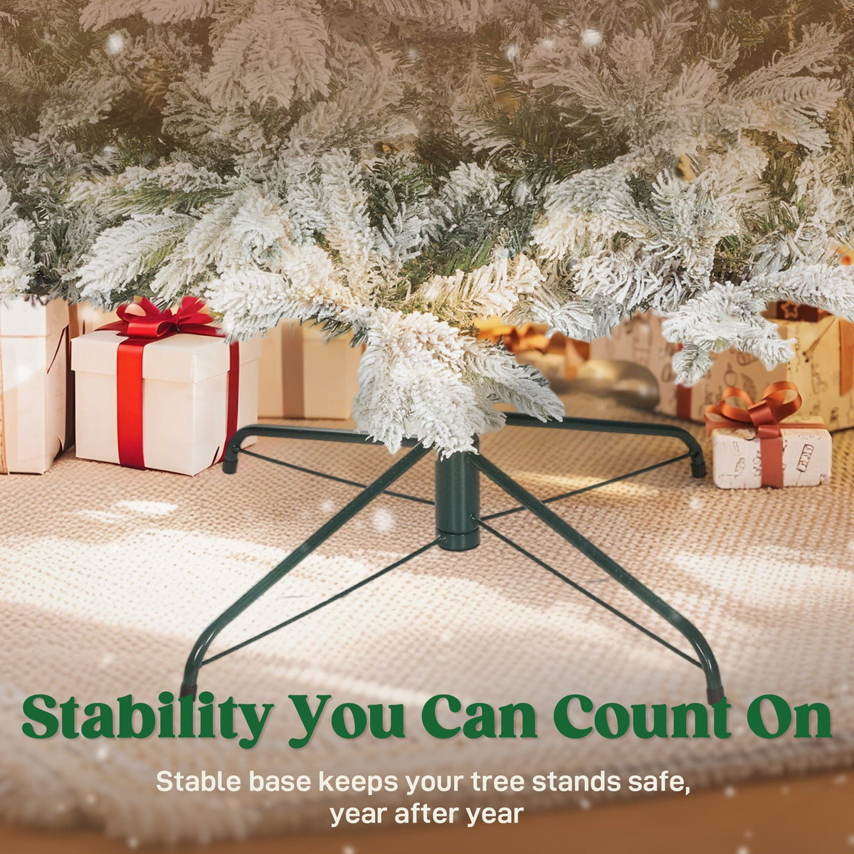 HOMCOM 7.5 ft Frosted Christmas Tree with Realistic Branches