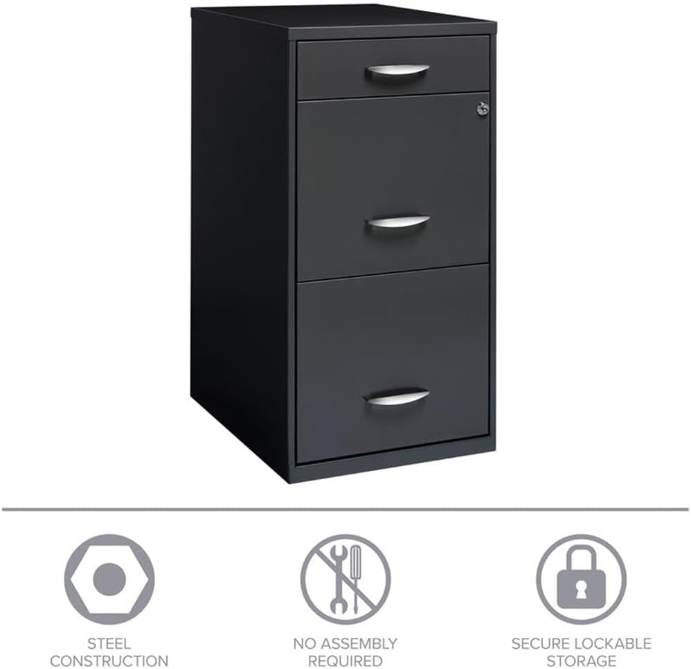 3 Drawer Charcoal Vertical Filing Cabinet For Letter Size Files Metal Construction Preassembled