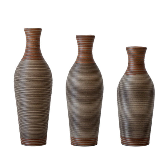 Desktop Vase, Brown Decorative Floor Vase, Classic and Neat Floor Vase, High Independent Flower Stand, Artificial Vine Vase, PVC Floor Vase, Home Decoration Flower Stand Set of 3 pieces