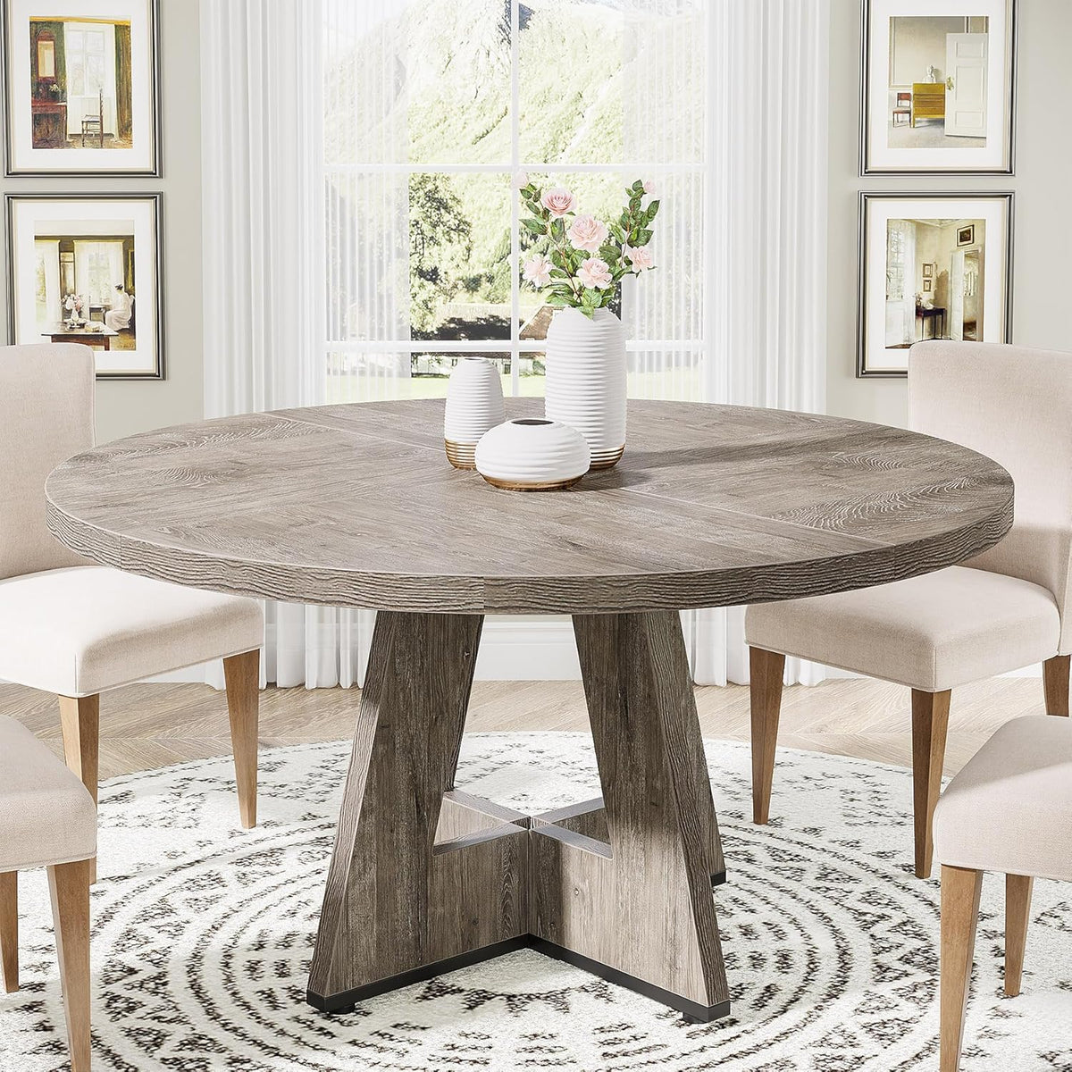 47" Round Farmhouse Dining Table – Rustic