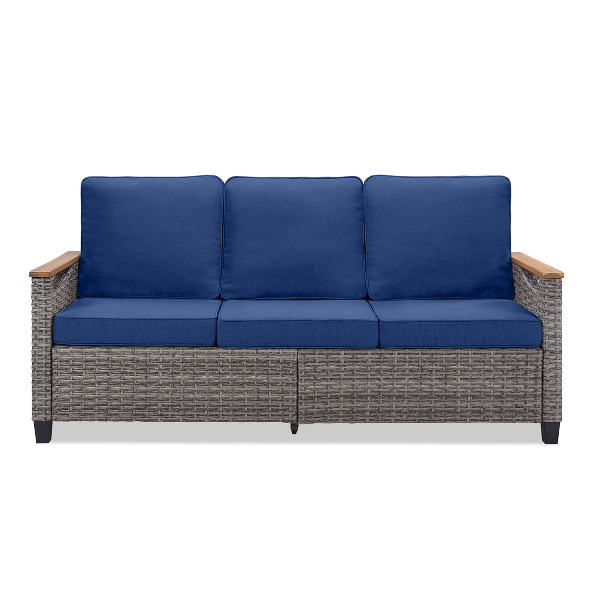 69.7" Wide Outdoor Wicker Patio Sofa, Deep Seating Outdoor Couch