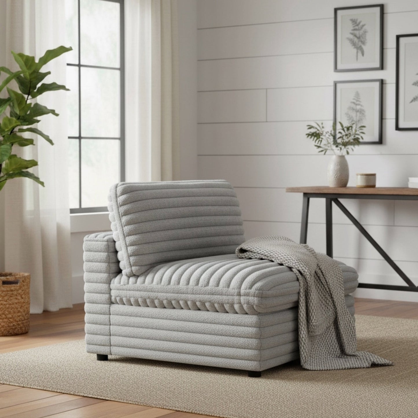 Jenny Plush Fabric Armless Slipper Chair