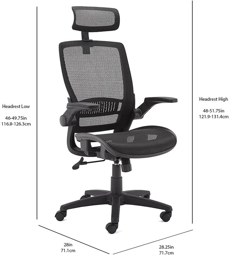Ergonomic High Back Chair With Mesh Seat Flip Up Armrests