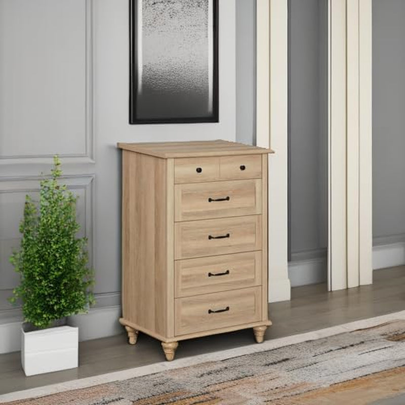 Oak Midcentury Dresser Five Drawers Storage Organizer