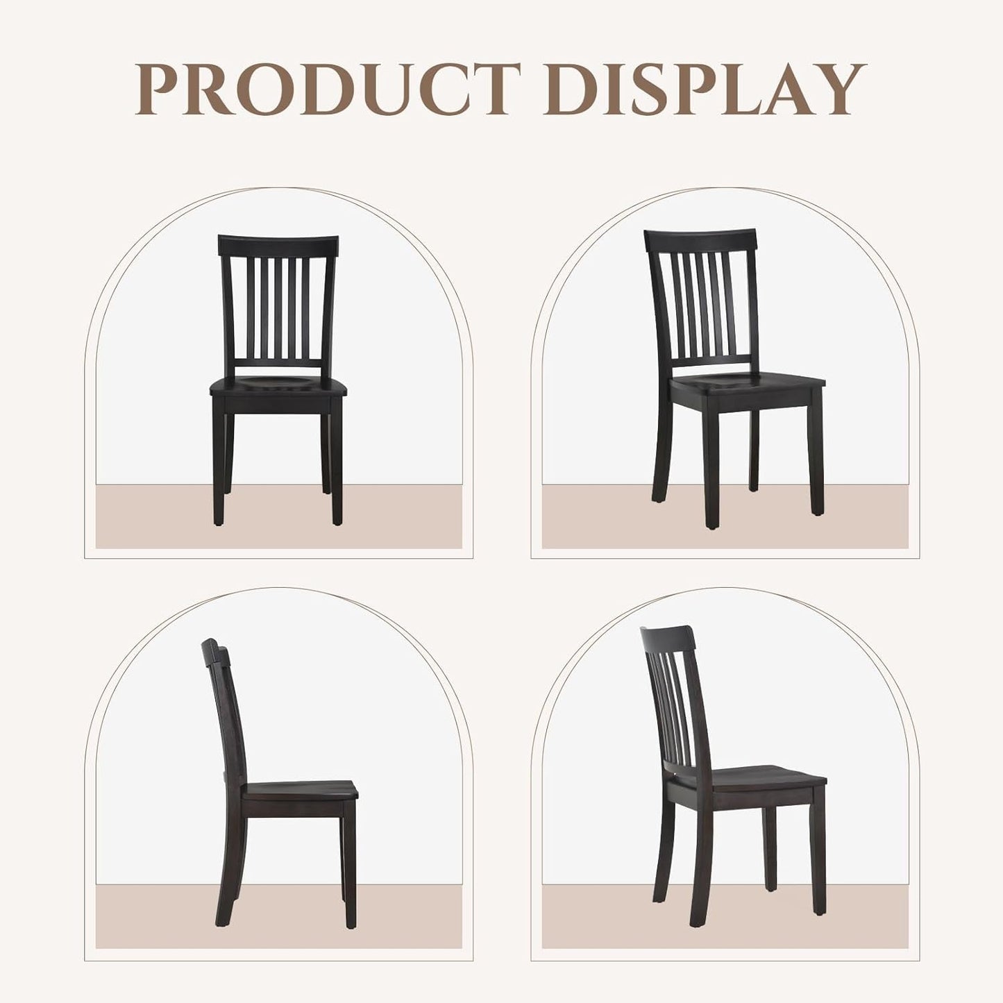 Wooden Windsor Dining Chairs Set Of 6 Dark Brown With Spindle Back