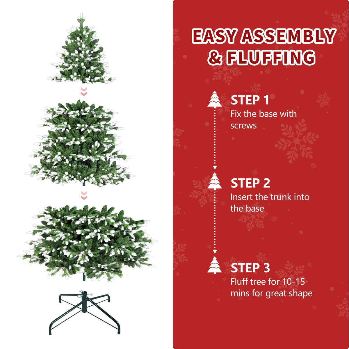 7FT Artificial Christmas Tree - White-Tipped Design