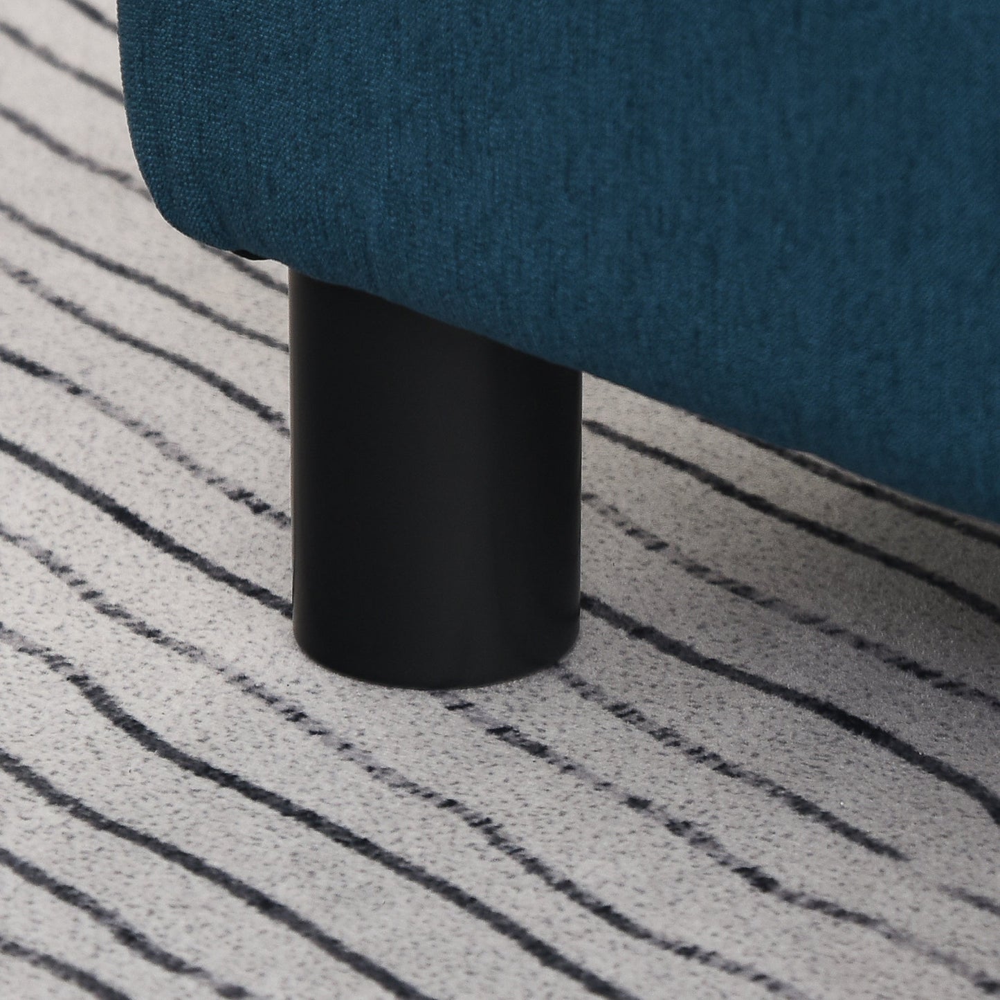 HomCom 16" Cube Modern Linen Pouf Ottoman with Black Legs, Dark Blue