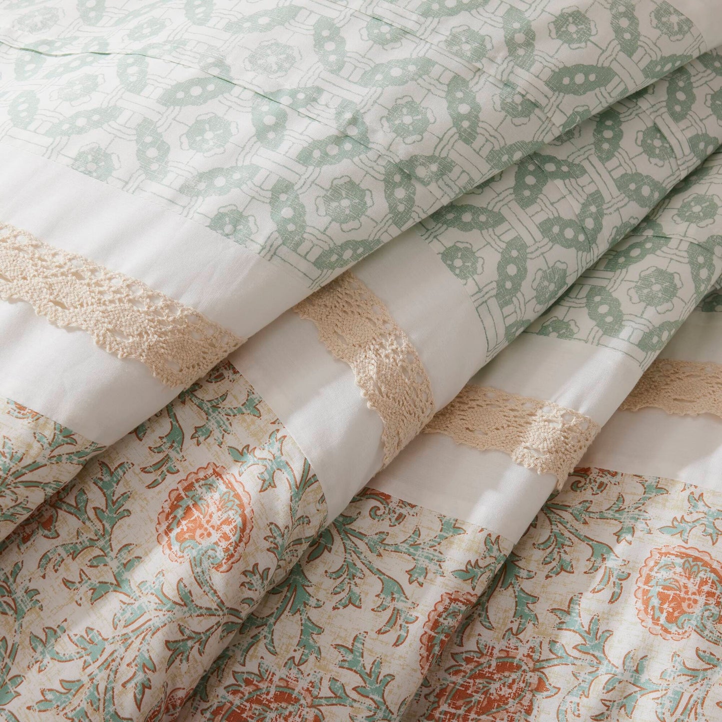 9 Piece Cotton Percale Comforter Set Coral King
