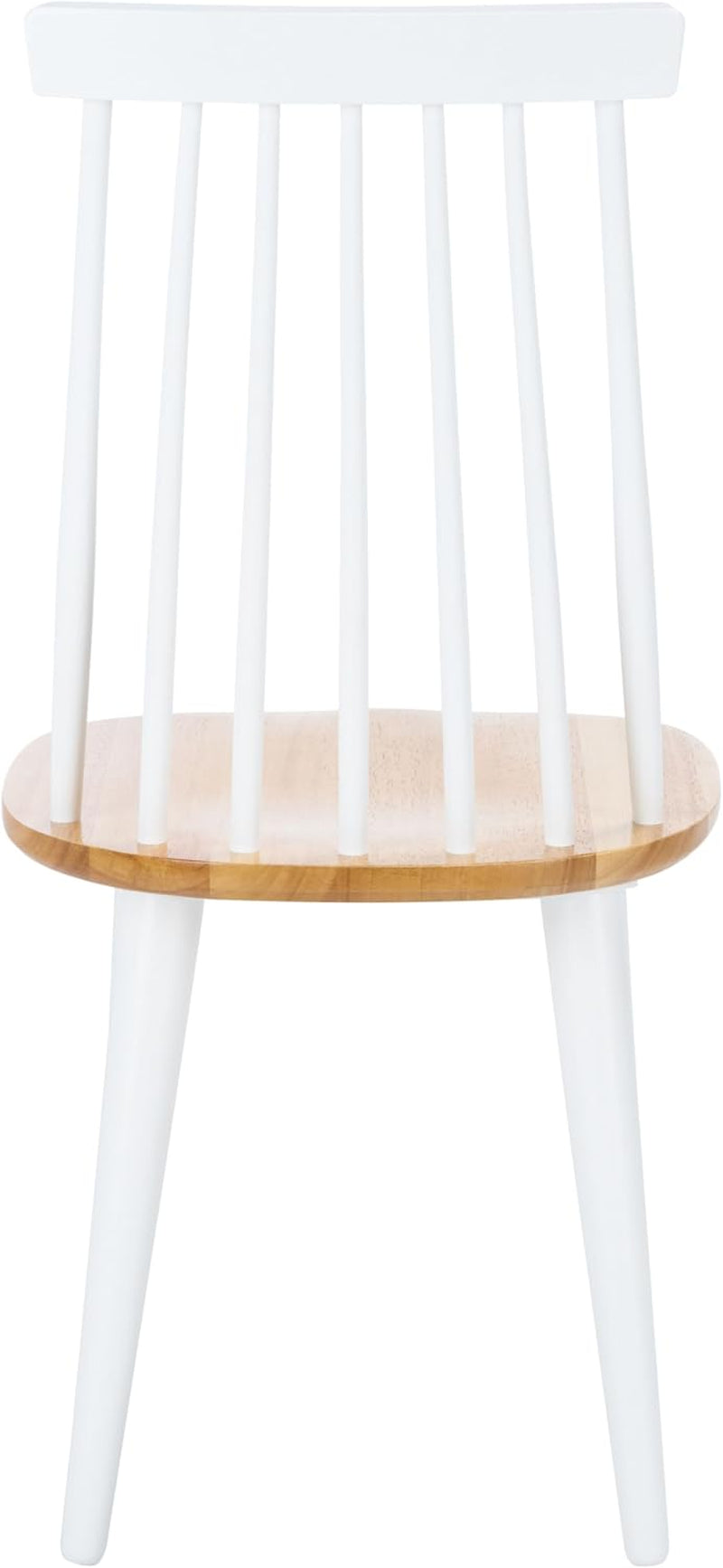 Farmhouse Spindle Back Side Chair White Natural Dining Room showcasing white spindle design and natural wood seat.