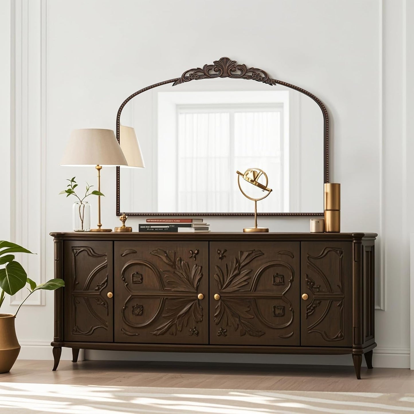 Bronze Vintage Baroque Mirror 40 By 30 Inch Arch Wall Mount