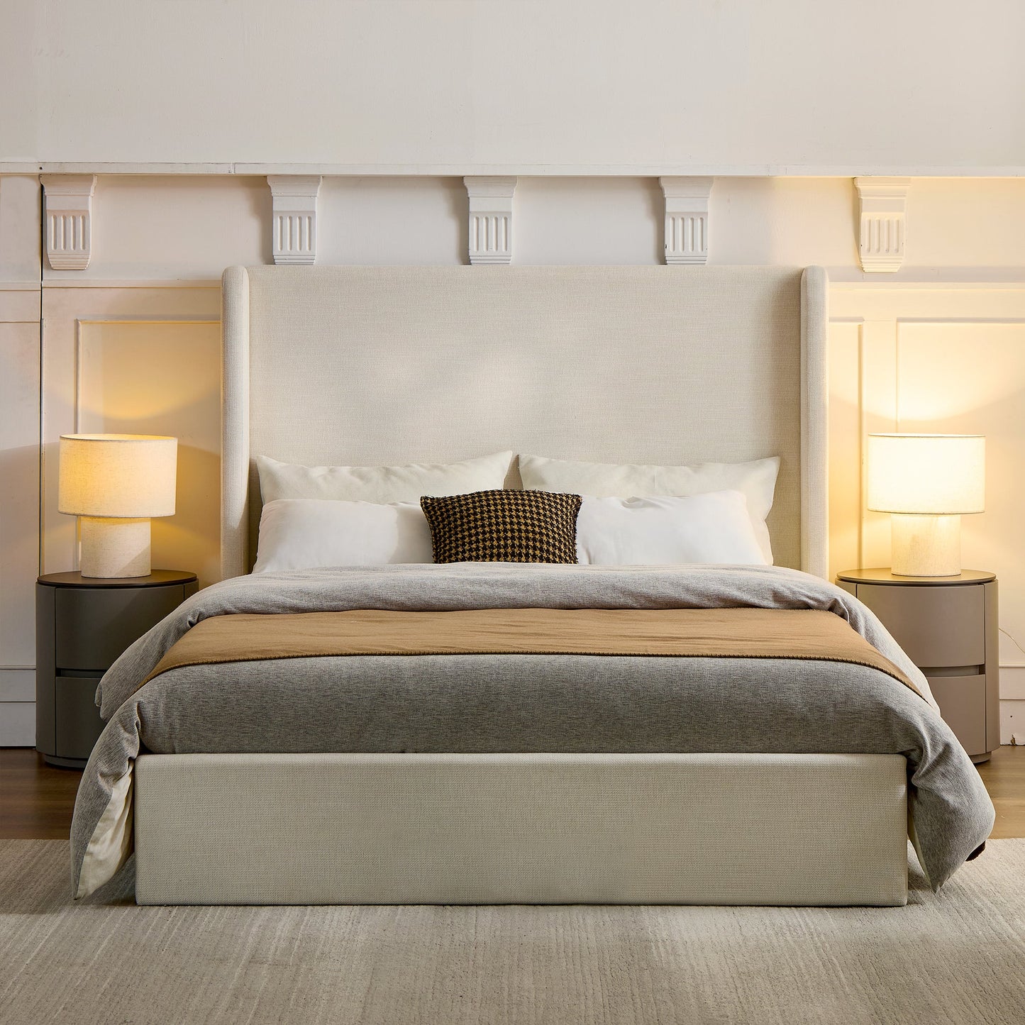 Carmen Upholstered Wingback Bed