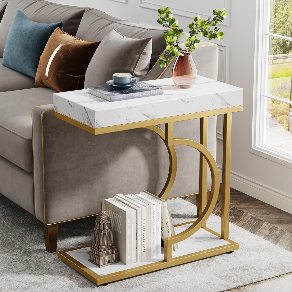 C-Shaped Sofa Side Table