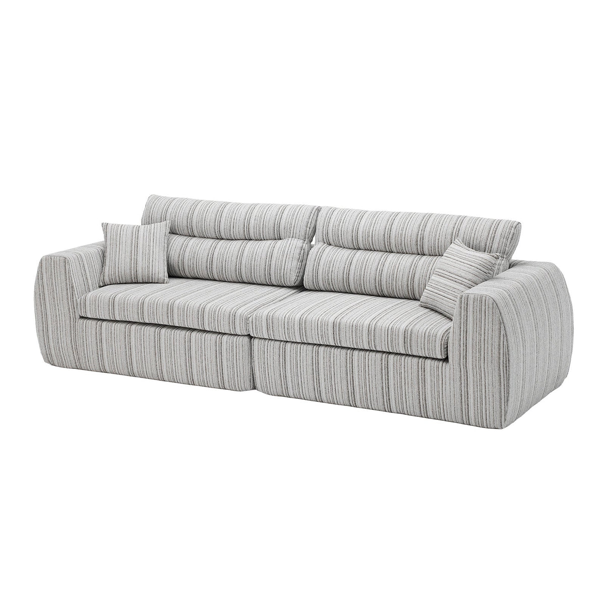 Chenille Stripe Fabric Compressed Sponge Sofa, 3-Seater