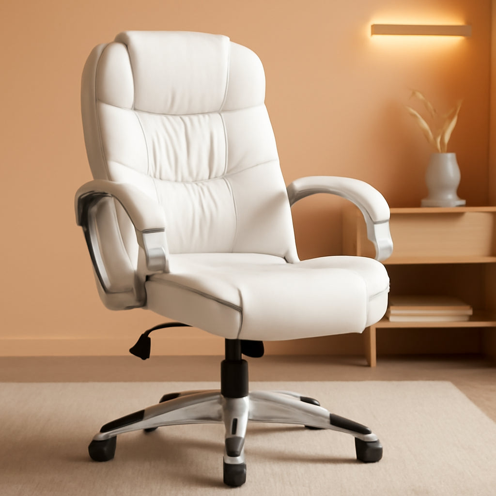 White High Back Office Chair With Adjustable Height