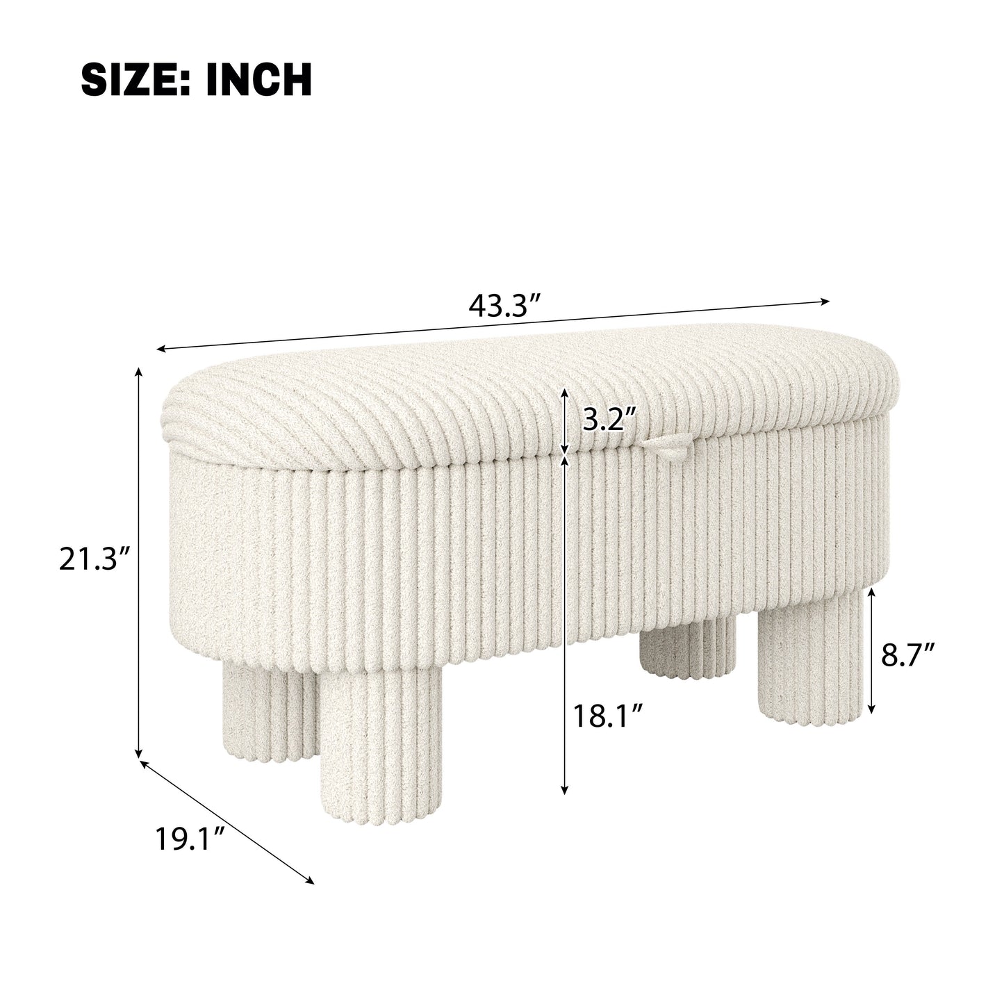 Modern Corduroy Storage Ottoman
