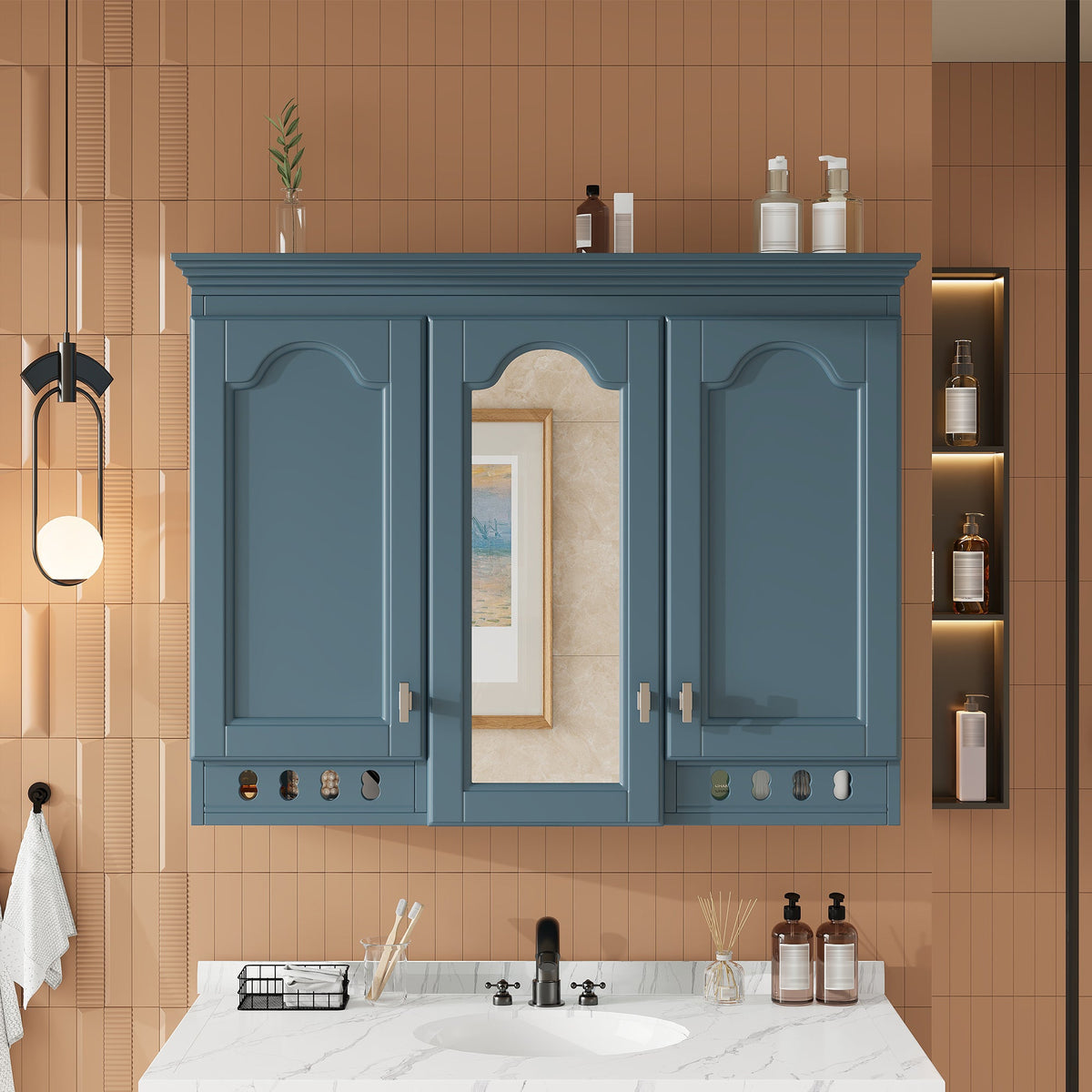 35 Inch Wall-Mount All-in-One Mirror Cabinet